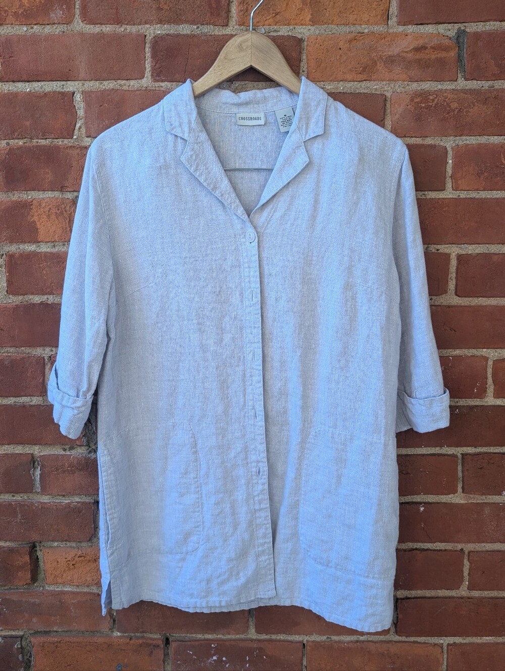 100% Linen Button-Front Shirt